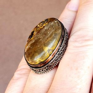 New Bumblebee Jasper 925 Silver Ring.